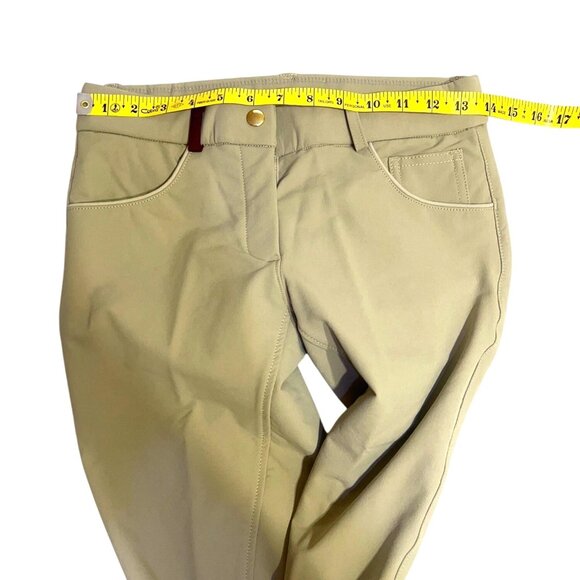 EQUO 2 PAIR Riding Breeches Mid-Rise Stretch Grip Fabric Maroon Trim Size 12 - Picture 7 of 10